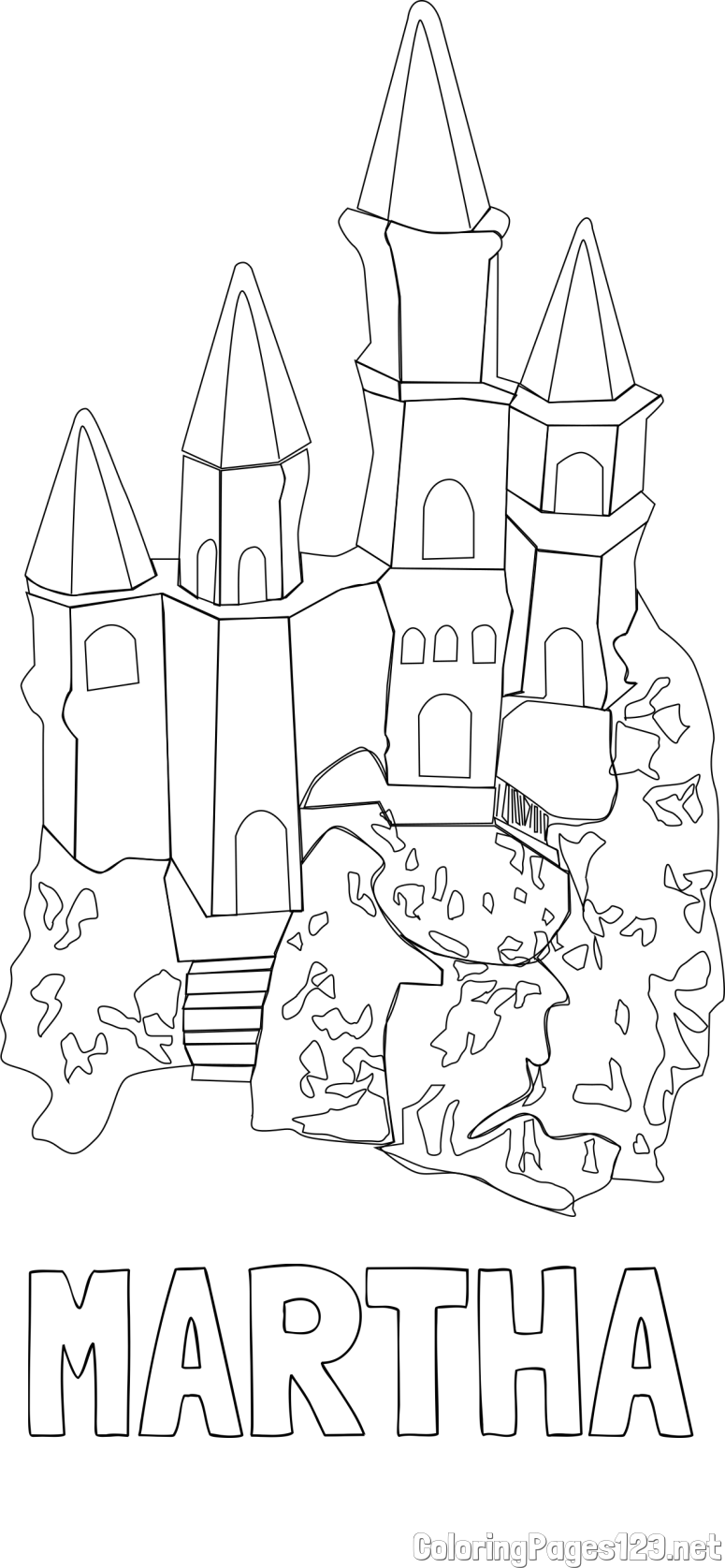 MARTHA Coloring Page and Abstract Castle Coloring Page - Simple Yet Detailed