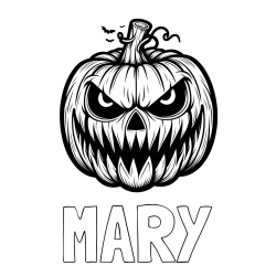 Online Created Coloring Page - MARY Coloring Page and Evil Pumpkin Face Coloring Page