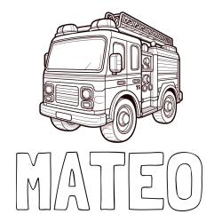 Online Created Coloring Page - MATEO Coloring Page and Free Coloring Page of a Fire Truck