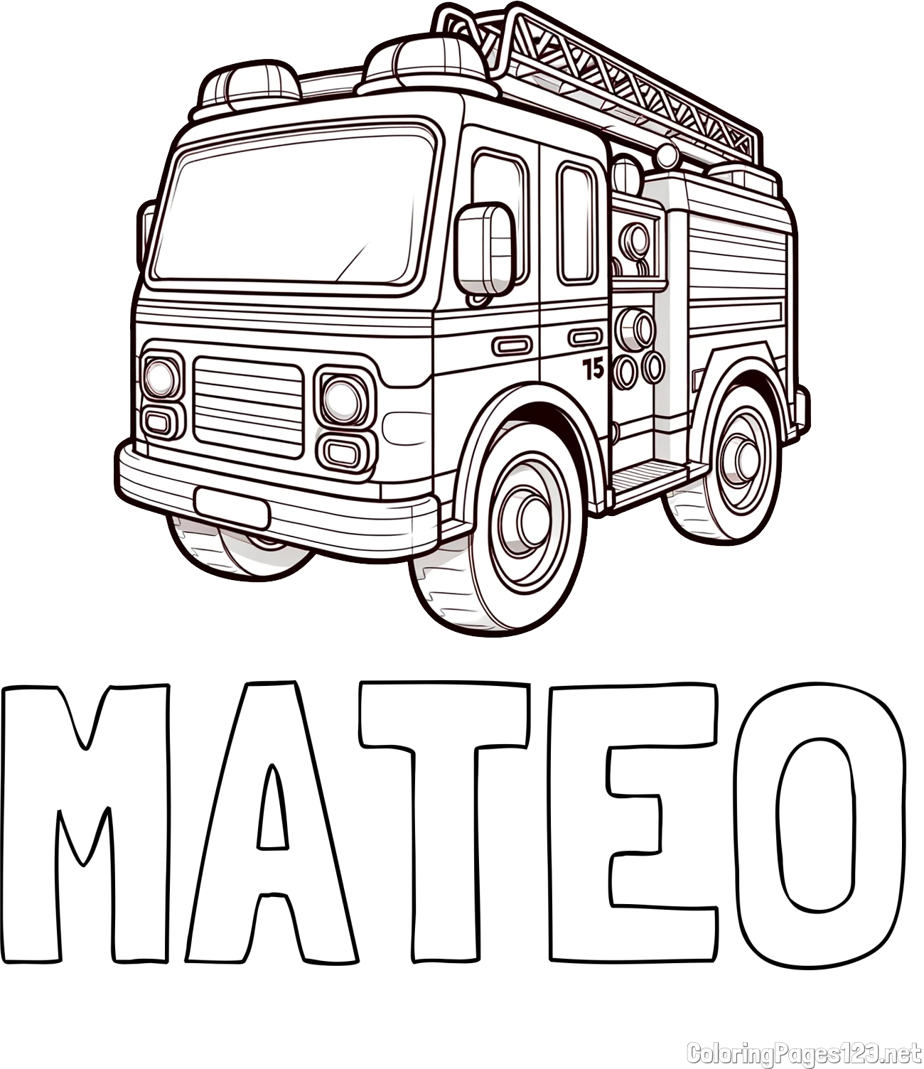 MATEO Coloring Page and Free Coloring Page of a Fire Truck