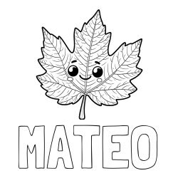 Online Created Coloring Page - MATEO Coloring Page and Smiling Leaf Coloring Page for Kids
