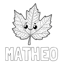 Online Created Coloring Page - MATHEO Coloring Page and Smiling Leaf Coloring Page for Kids