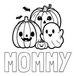 Online Created Coloring Page - MOMMY Coloring Page and Halloween Pumpkin and Ghost Coloring Page
