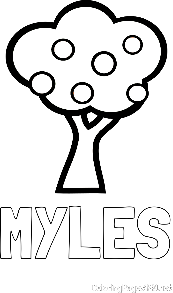MYLES Coloring Page and Apple Tree Coloring Page