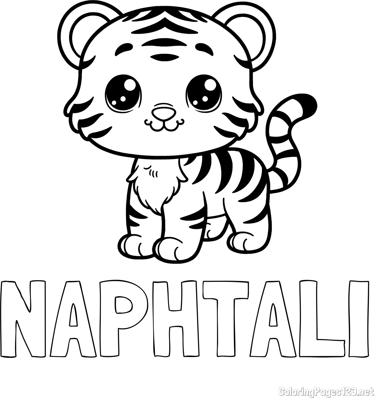NAPHTALI Coloring Page and Cute Tiger Cub Coloring Page