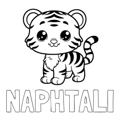 Online Created Coloring Page - NAPHTALI Coloring Page and Cute Tiger Cub Coloring Page
