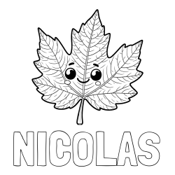 Online Created Coloring Page - NICOLAS Coloring Page and Smiling Leaf Coloring Page for Kids