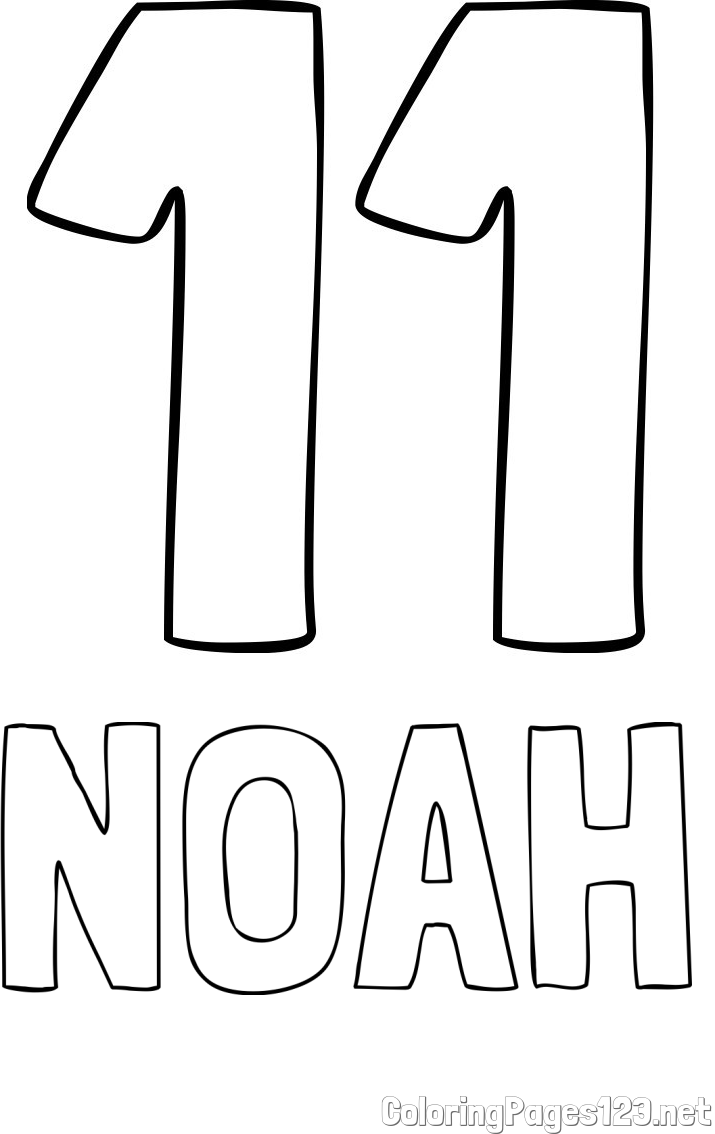 NOAH Coloring Page and Coloring Page of Number Eleven (11)