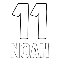 Online Created Coloring Page - NOAH Coloring Page and Coloring Page of Number Eleven (11)
