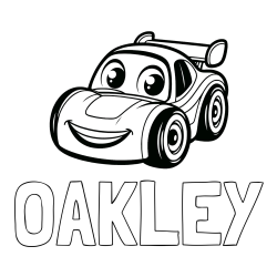 Online Created Coloring Page - OAKLEY Coloring Page and Children's Printable Coloring Page of a Racing Car