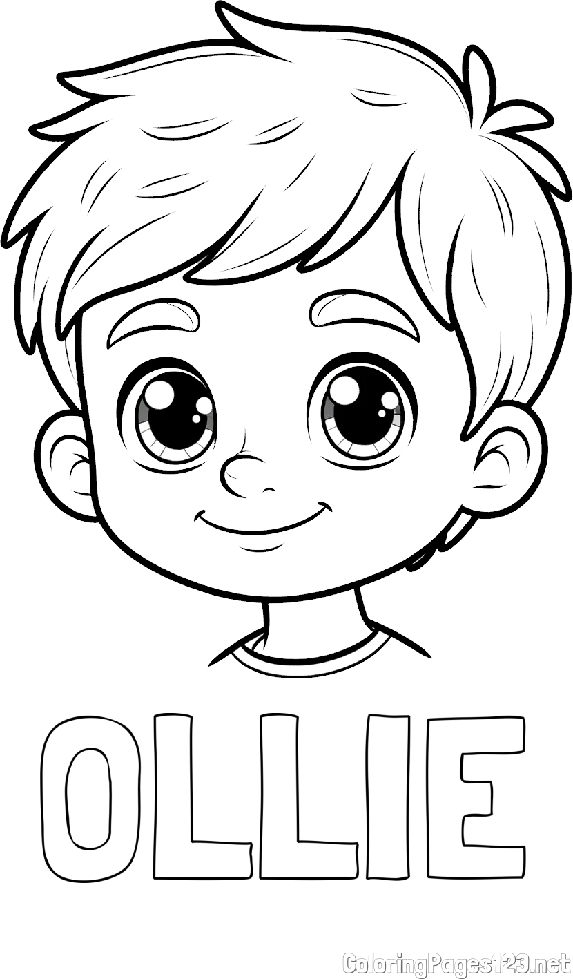 OLLIE Coloring Page and Boy Face Coloring Page