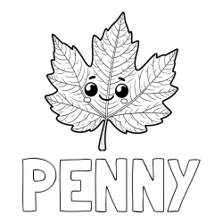Online Created Coloring Page - PENNY Coloring Page and Smiling Leaf Coloring Page for Kids