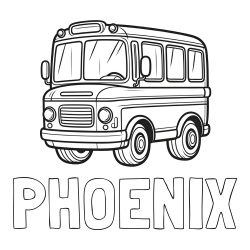Online Created Coloring Page - PHOENIX Coloring Page and Children's Coloring Page of a Bus