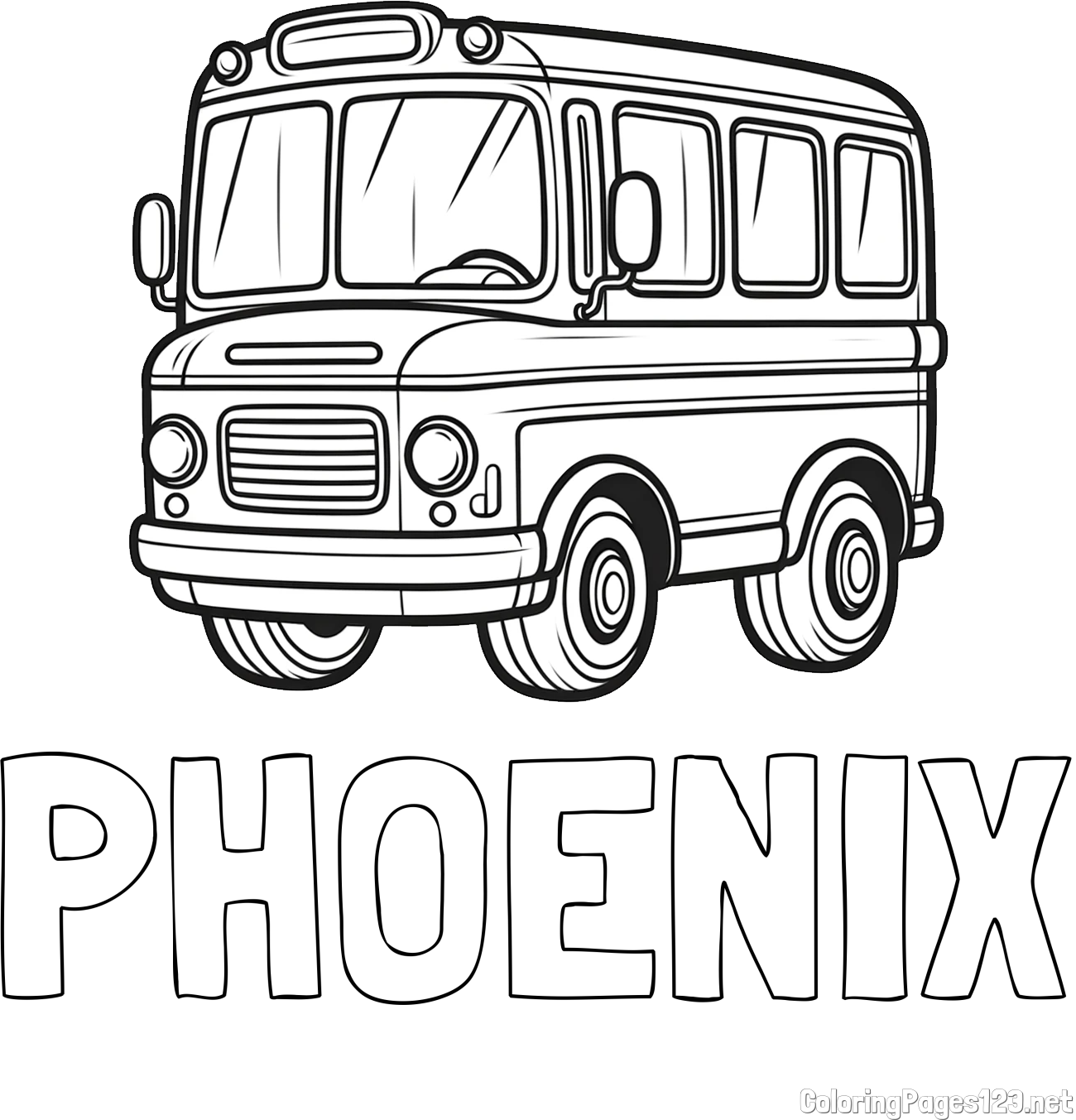 PHOENIX Coloring Page and Children's Coloring Page of a Bus