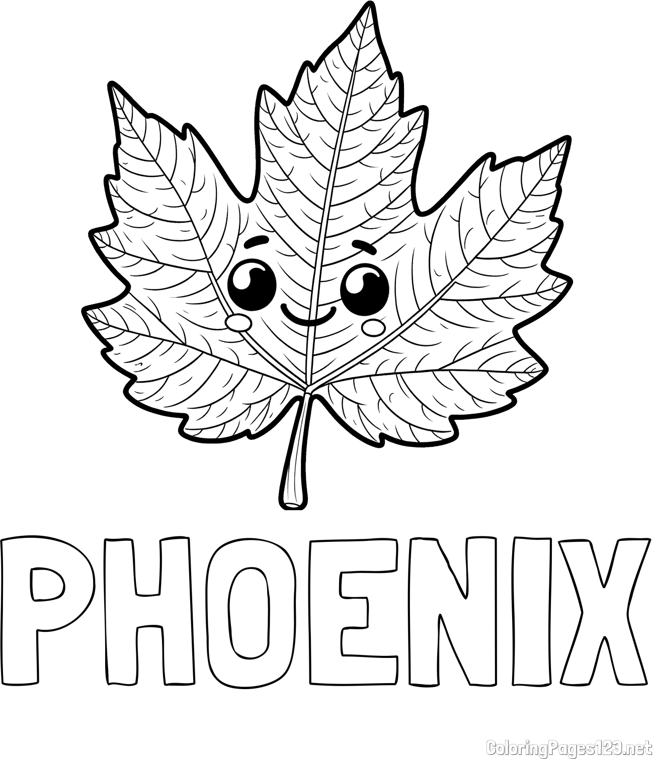 PHOENIX Coloring Page and Smiling Leaf Coloring Page for Kids