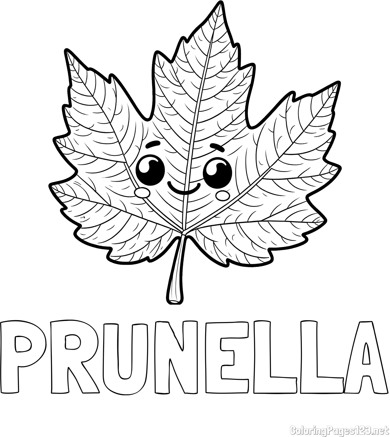 PRUNELLA Coloring Page and Smiling Leaf Coloring Page for Kids