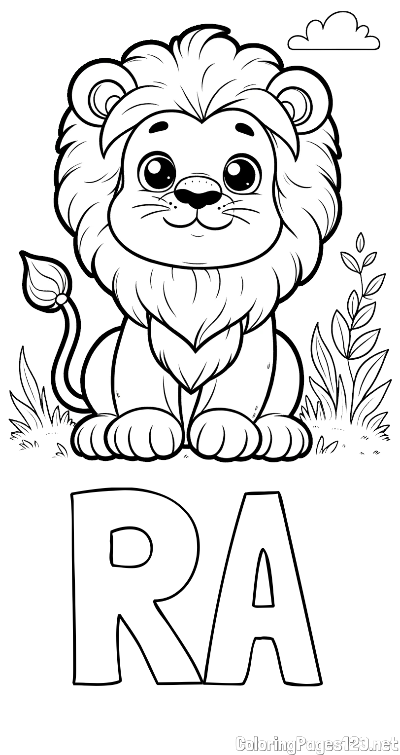 RA Coloring Page and Cute Baby Lion Coloring Page