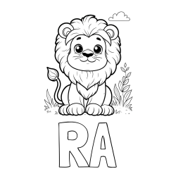Online Created Coloring Page - RA Coloring Page and Cute Baby Lion Coloring Page