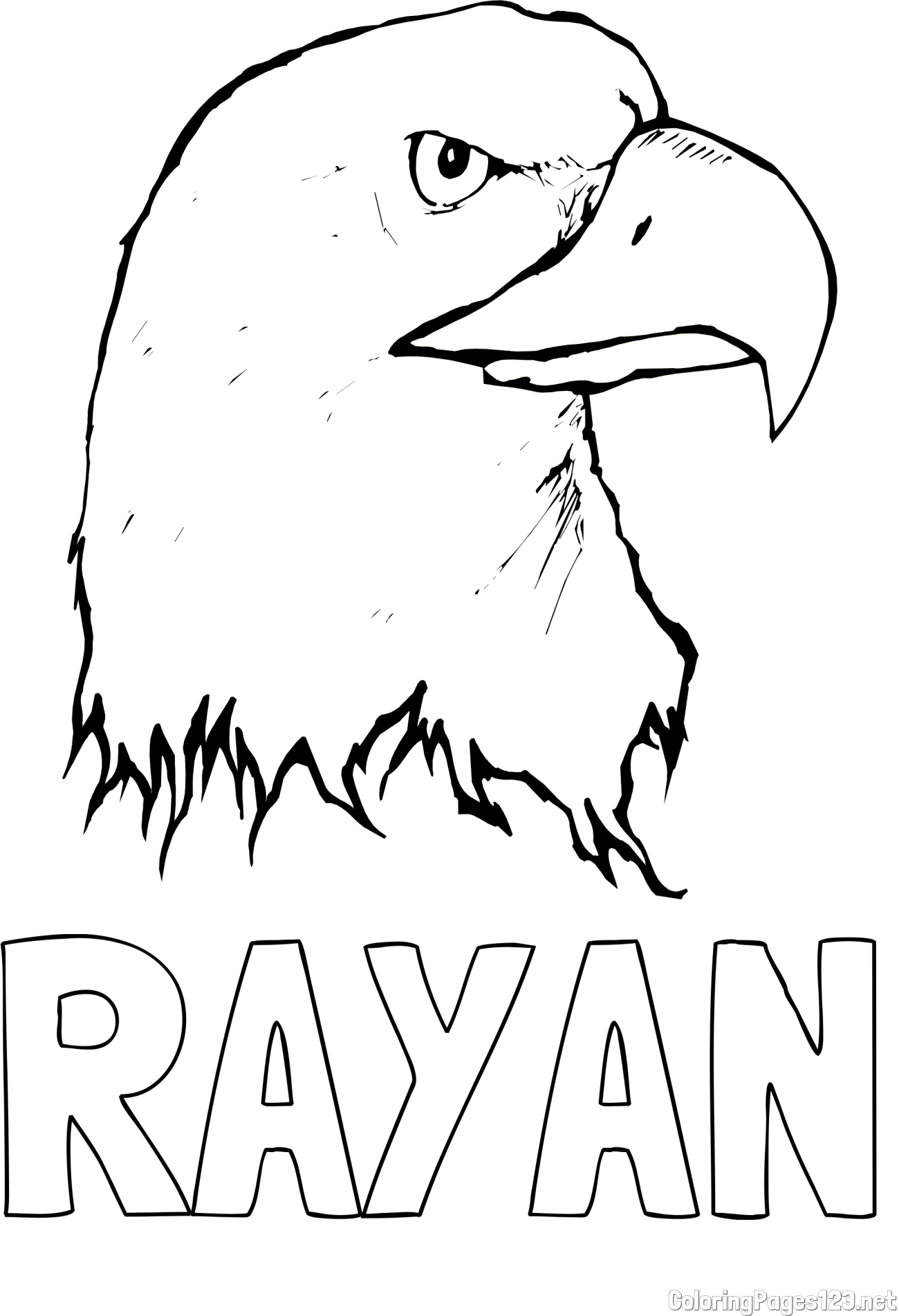 RAYAN Coloring Page and American Bald Eagle Head Coloring Page