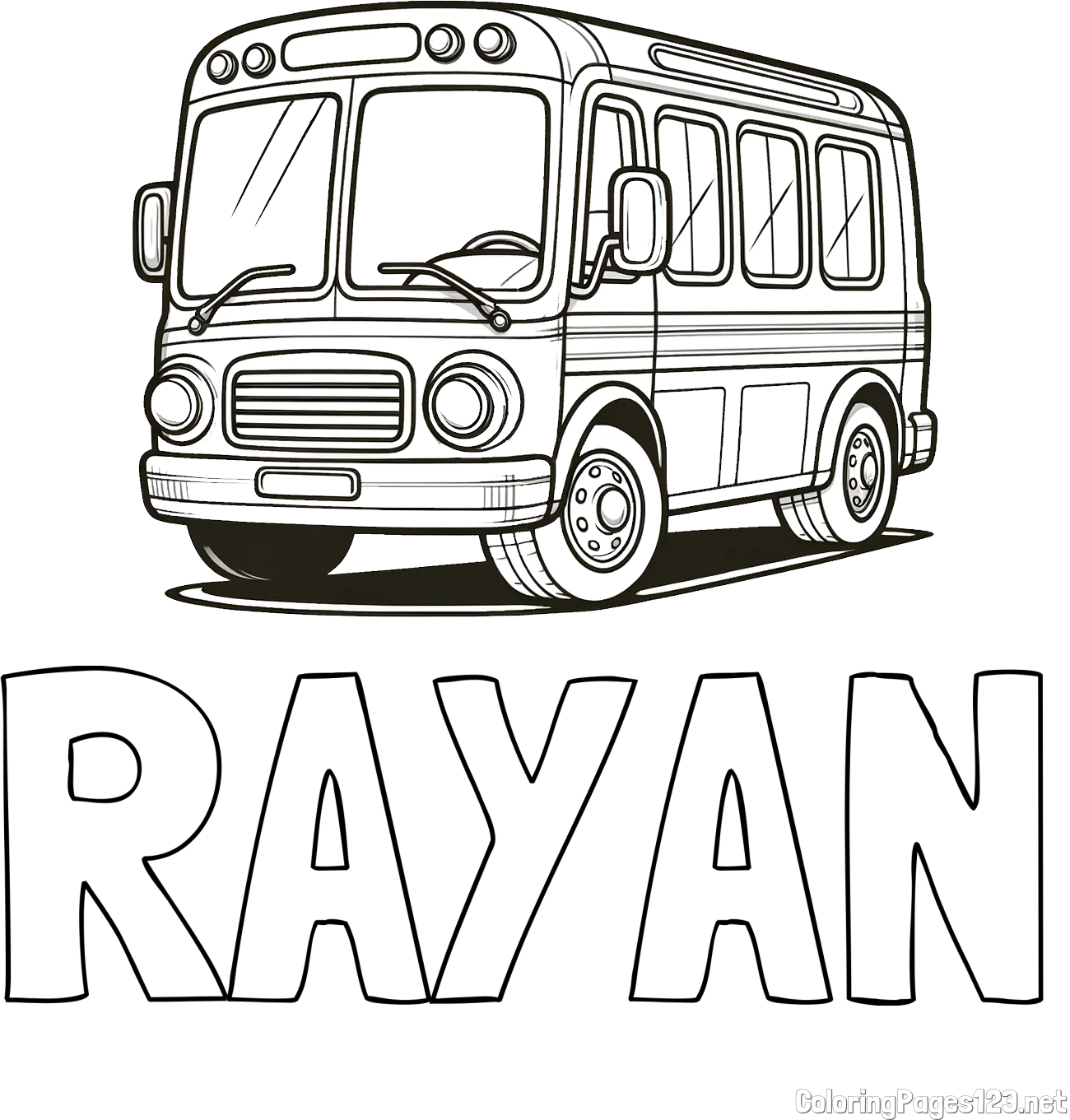 RAYAN Coloring Page and Coloring Page of a Big Bus