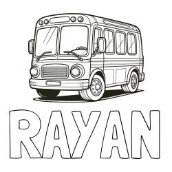 Online Created Coloring Page - RAYAN Coloring Page and Coloring Page of a Big Bus