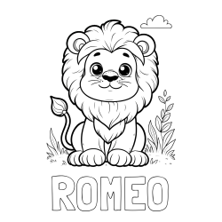Online Created Coloring Page - ROMEO Coloring Page and Cute Baby Lion Coloring Page