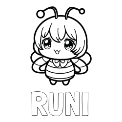 Online Created Coloring Page - RUNI Coloring Page and Anime-Style Bee Coloring Page