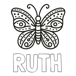 Online Created Coloring Page - RUTH Coloring Page and Butterfly Coloring Page (Simple)
