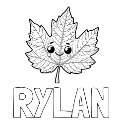 Online Created Coloring Page - RYLAN Coloring Page and Smiling Leaf Coloring Page for Kids