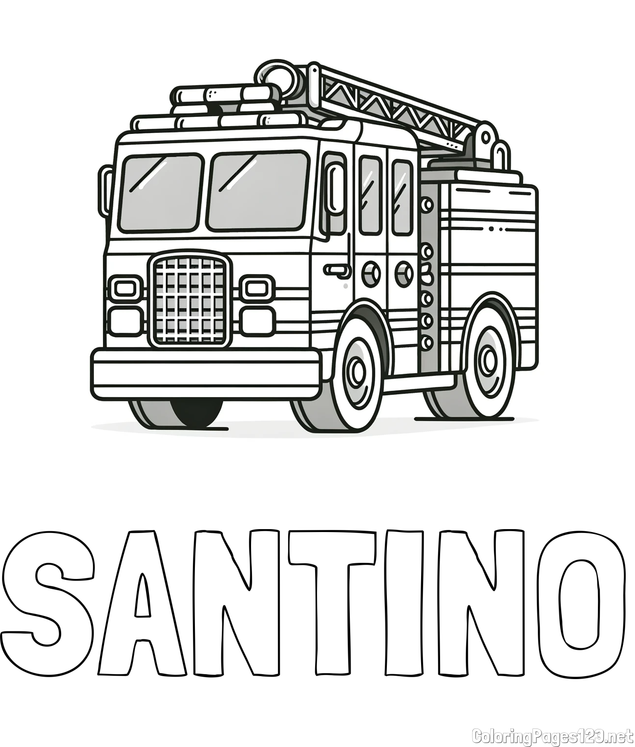 SANTINO Coloring Page and Coloring Page of a Big Fire Truck