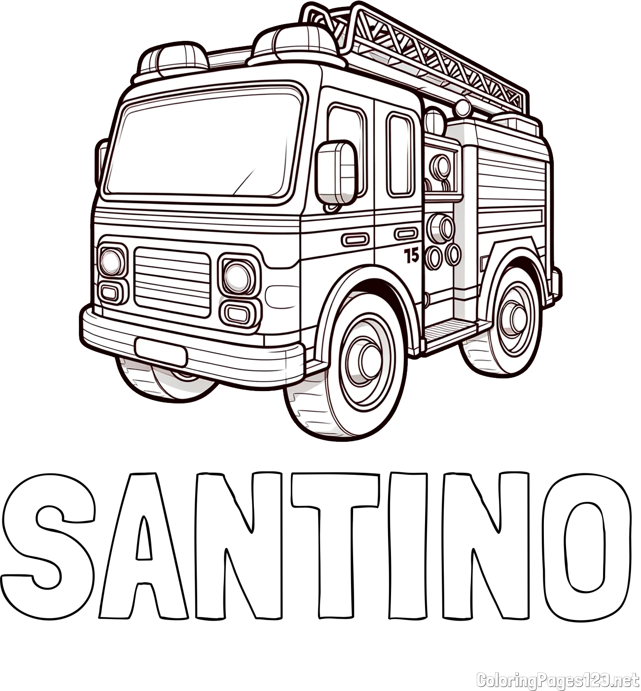 SANTINO Coloring Page and Free Coloring Page of a Fire Truck