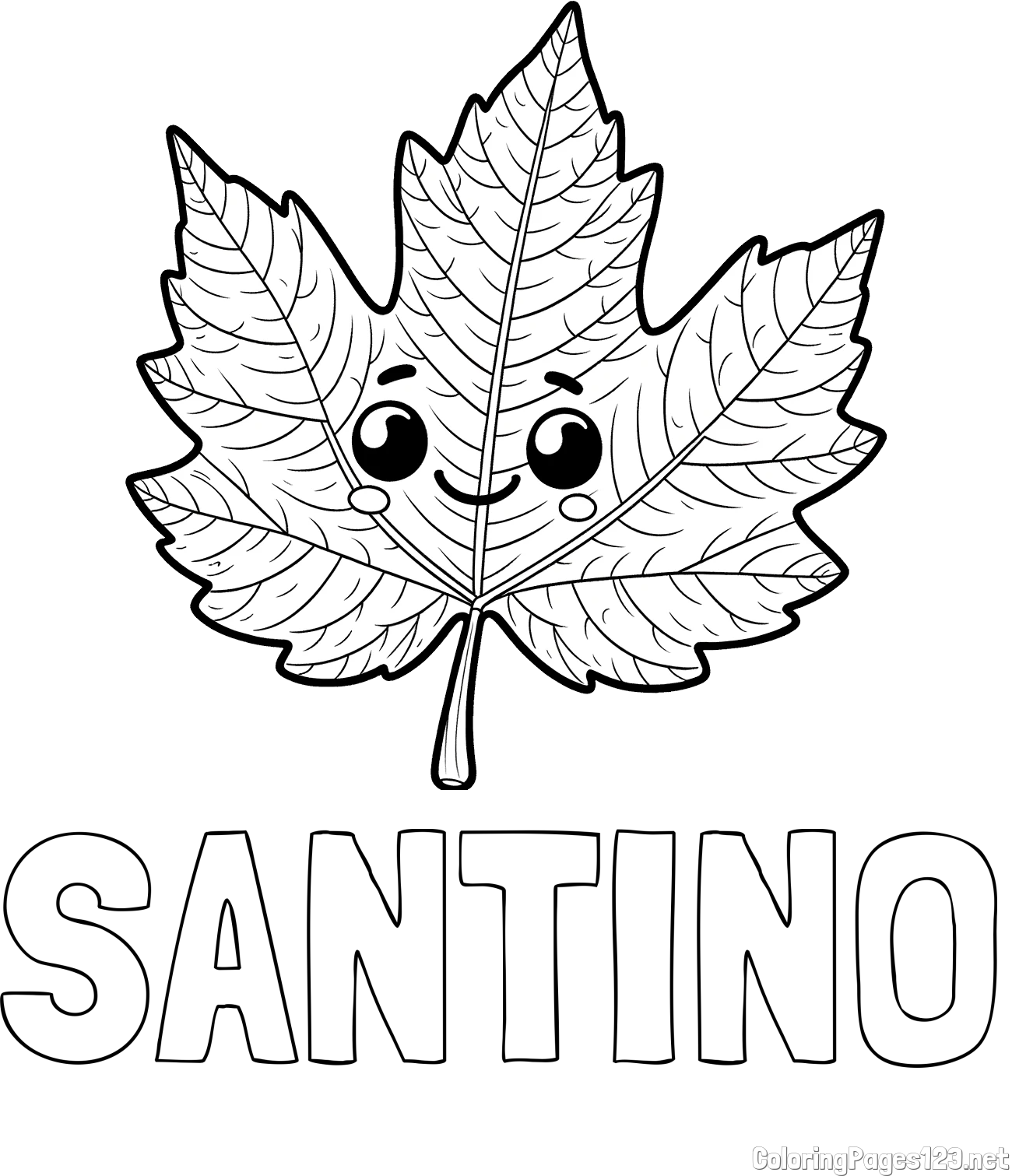 SANTINO Coloring Page and Smiling Leaf Coloring Page for Kids