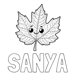 Online Created Coloring Page - SANYA Coloring Page and Smiling Leaf Coloring Page for Kids