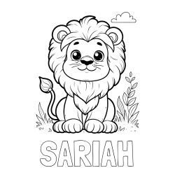 Online Created Coloring Page - SARIAH Coloring Page and Cute Baby Lion Coloring Page