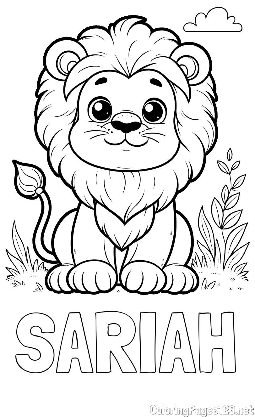 SARIAH Coloring Page and Cute Baby Lion Coloring Page