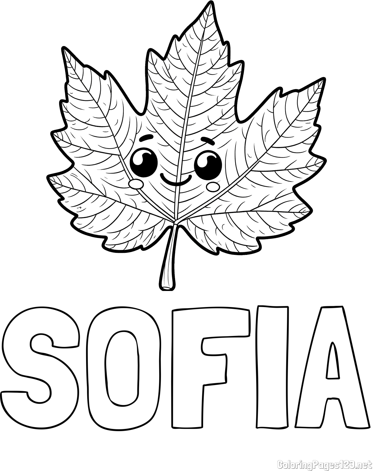 SOFIA Coloring Page and Smiling Leaf Coloring Page for Kids