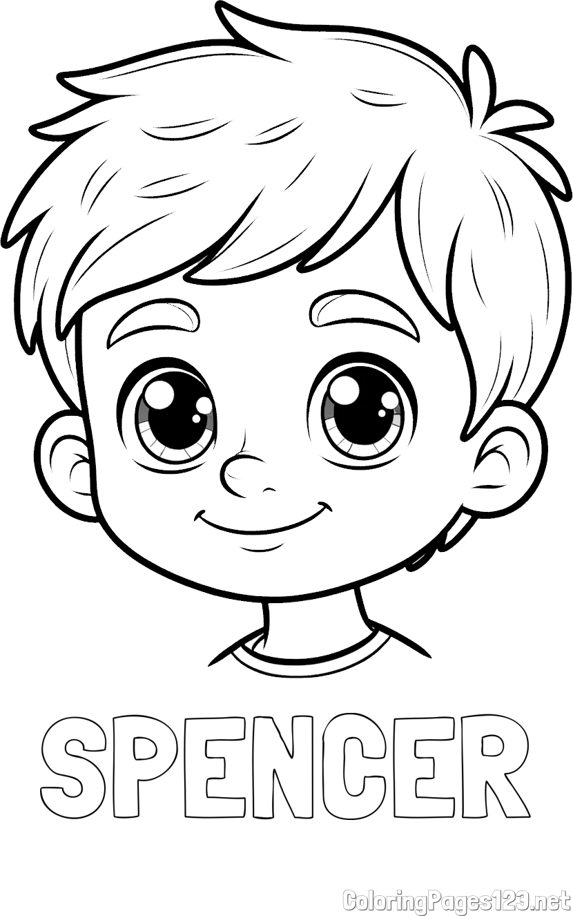 SPENCER Coloring Page and Boy Face Coloring Page