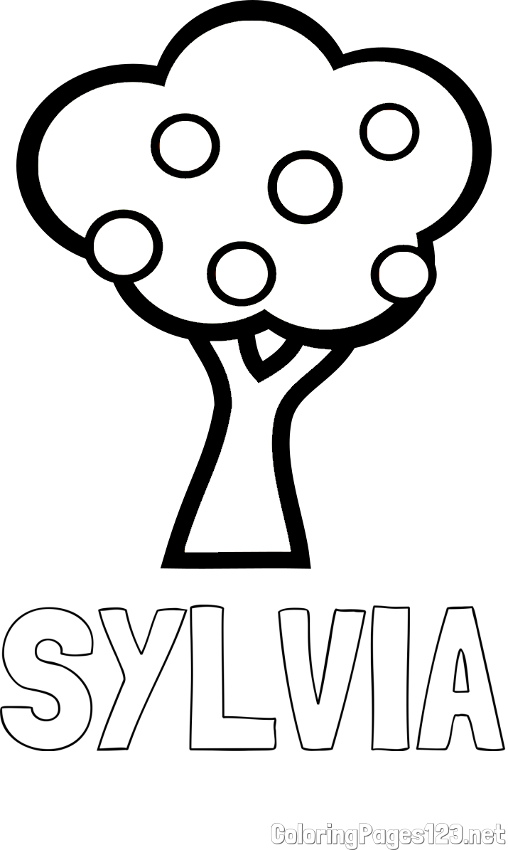 SYLVIA Coloring Page and Apple Tree Coloring Page