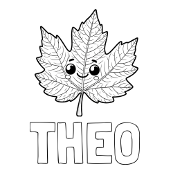 Online Created Coloring Page - THEO Coloring Page and Smiling Leaf Coloring Page for Kids