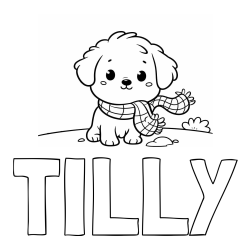 Online Created Coloring Page - TILLY Coloring Page and Coloring Page of an Adorable Puppy