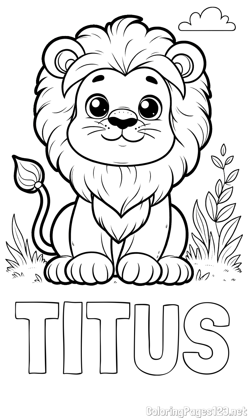 TITUS Coloring Page and Cute Baby Lion Coloring Page