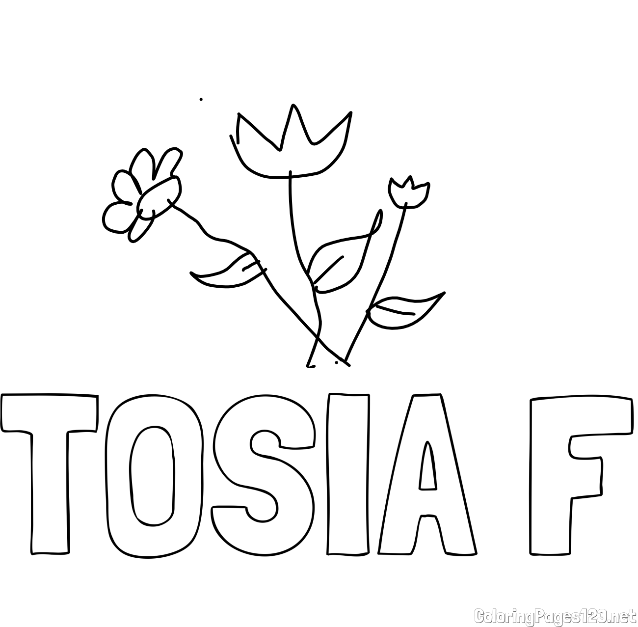 TOSIA F Coloring Page and flowers