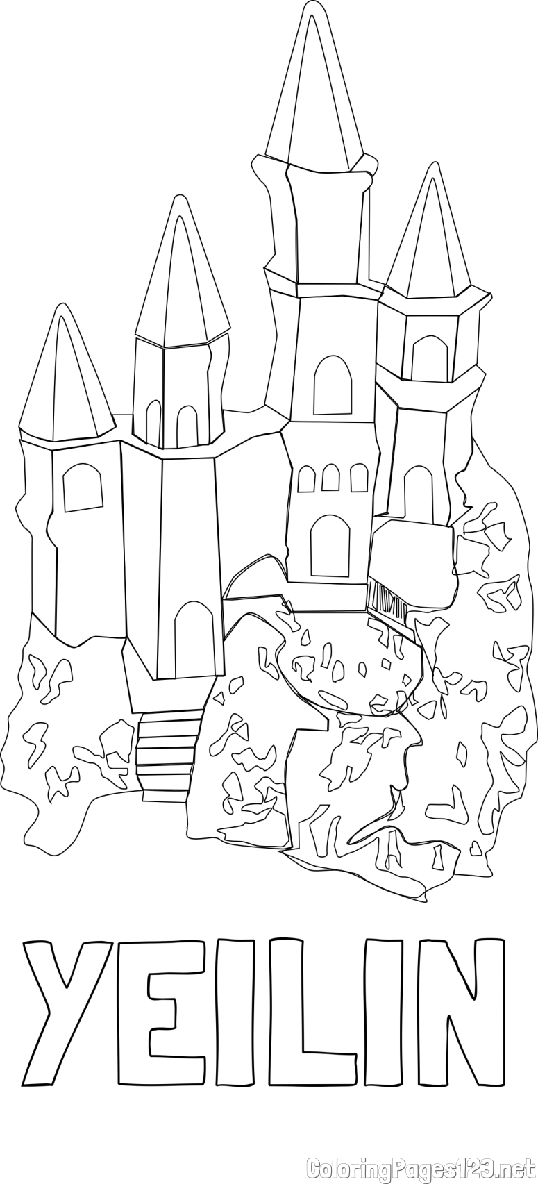 YEILIN Coloring Page and Abstract Castle Coloring Page - Simple Yet Detailed