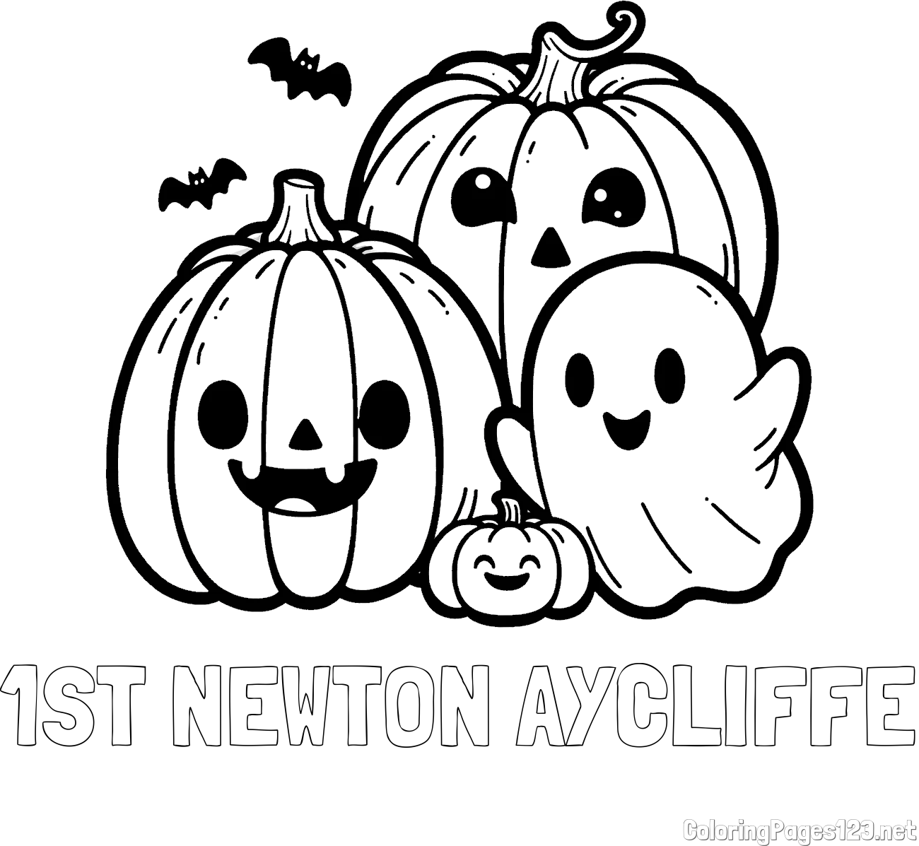 1ST NEWTON AYCLIFFE Coloring Page and Halloween Pumpkin and Ghost Coloring Page