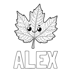 Online Created Coloring Page - ALEX Coloring Page and Smiling Leaf Coloring Page for Kids