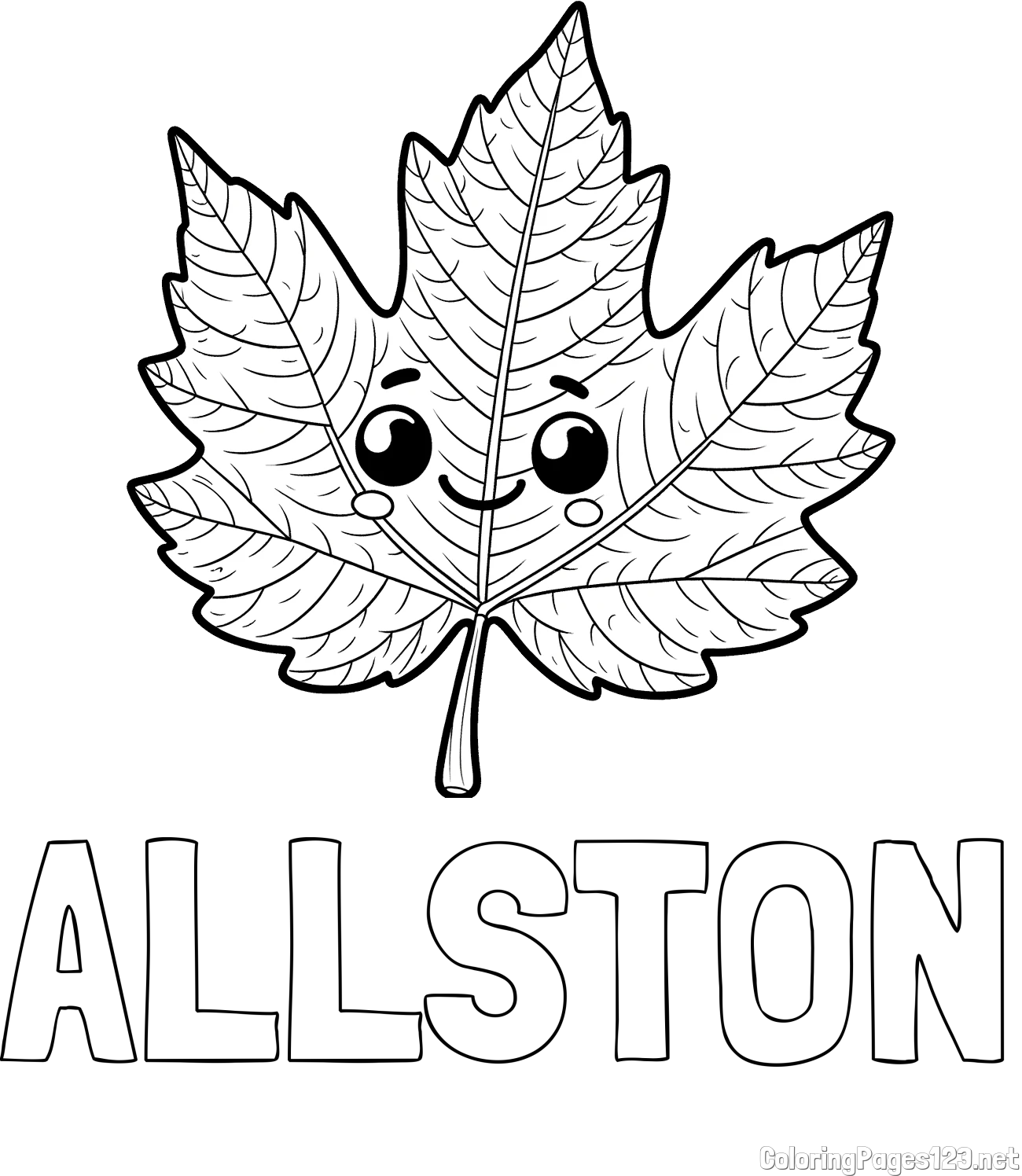 ALLSTON Coloring Page and Smiling Leaf Coloring Page for Kids