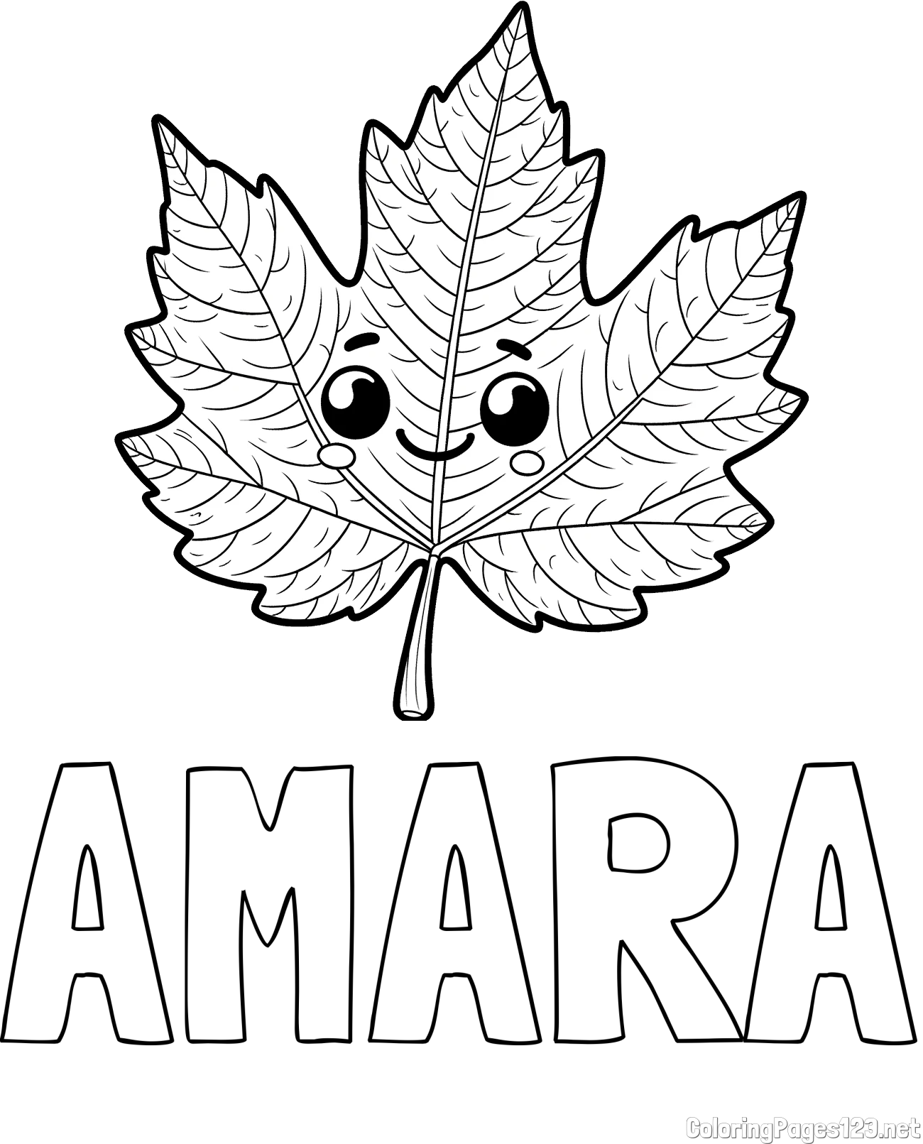 AMARA Coloring Page and Smiling Leaf Coloring Page for Kids
