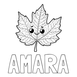 Online Created Coloring Page - AMARA Coloring Page and Smiling Leaf Coloring Page for Kids