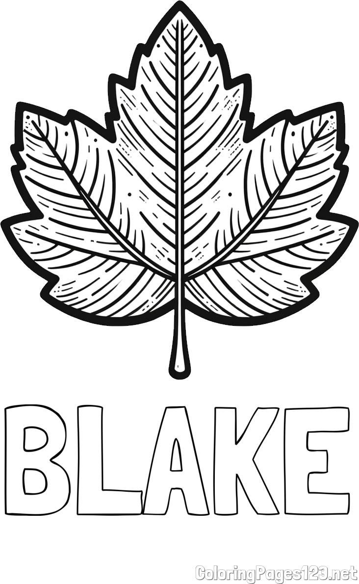 BLAKE Coloring Page and Autumn Leaf Coloring Page