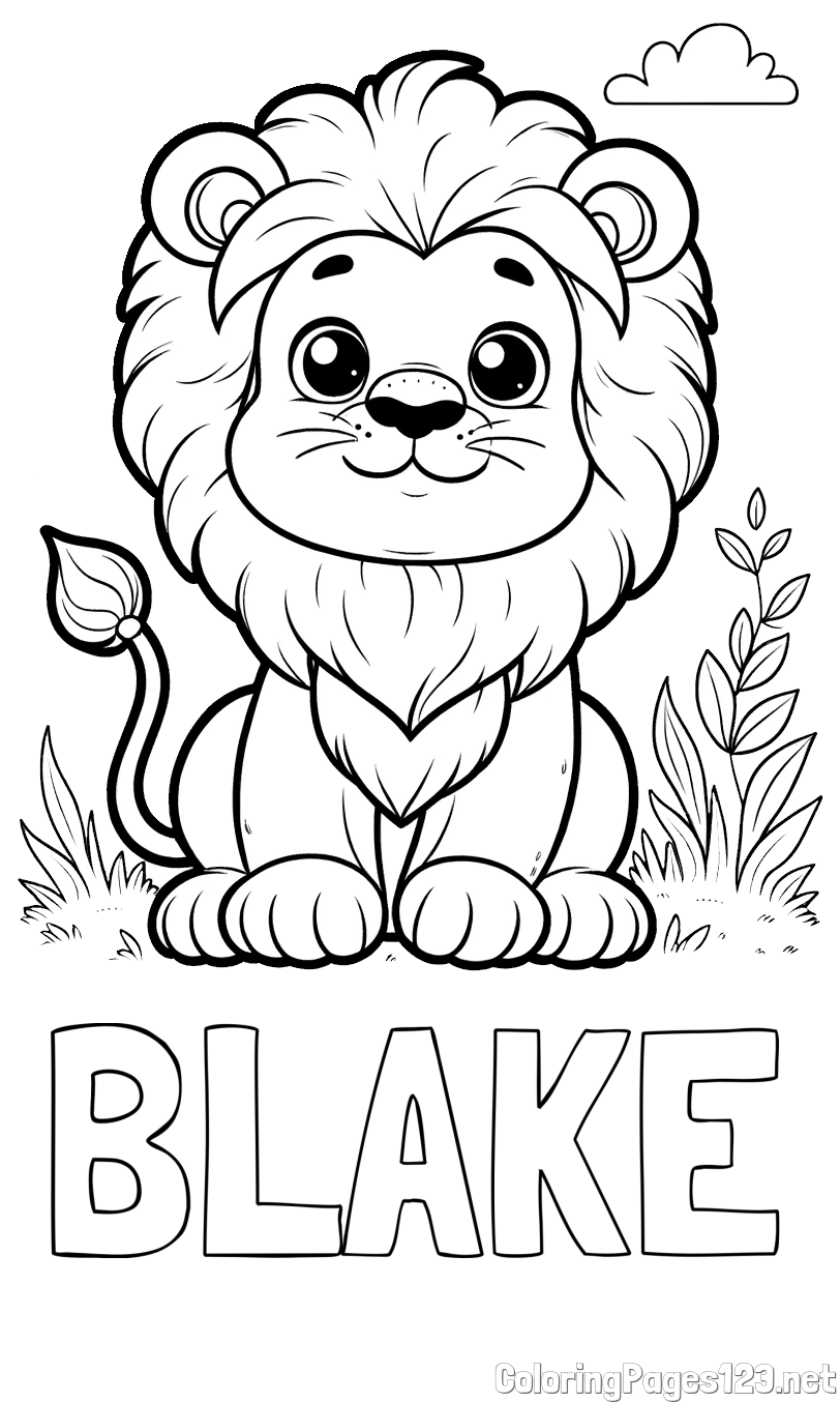 BLAKE Coloring Page and Cute Baby Lion Coloring Page
